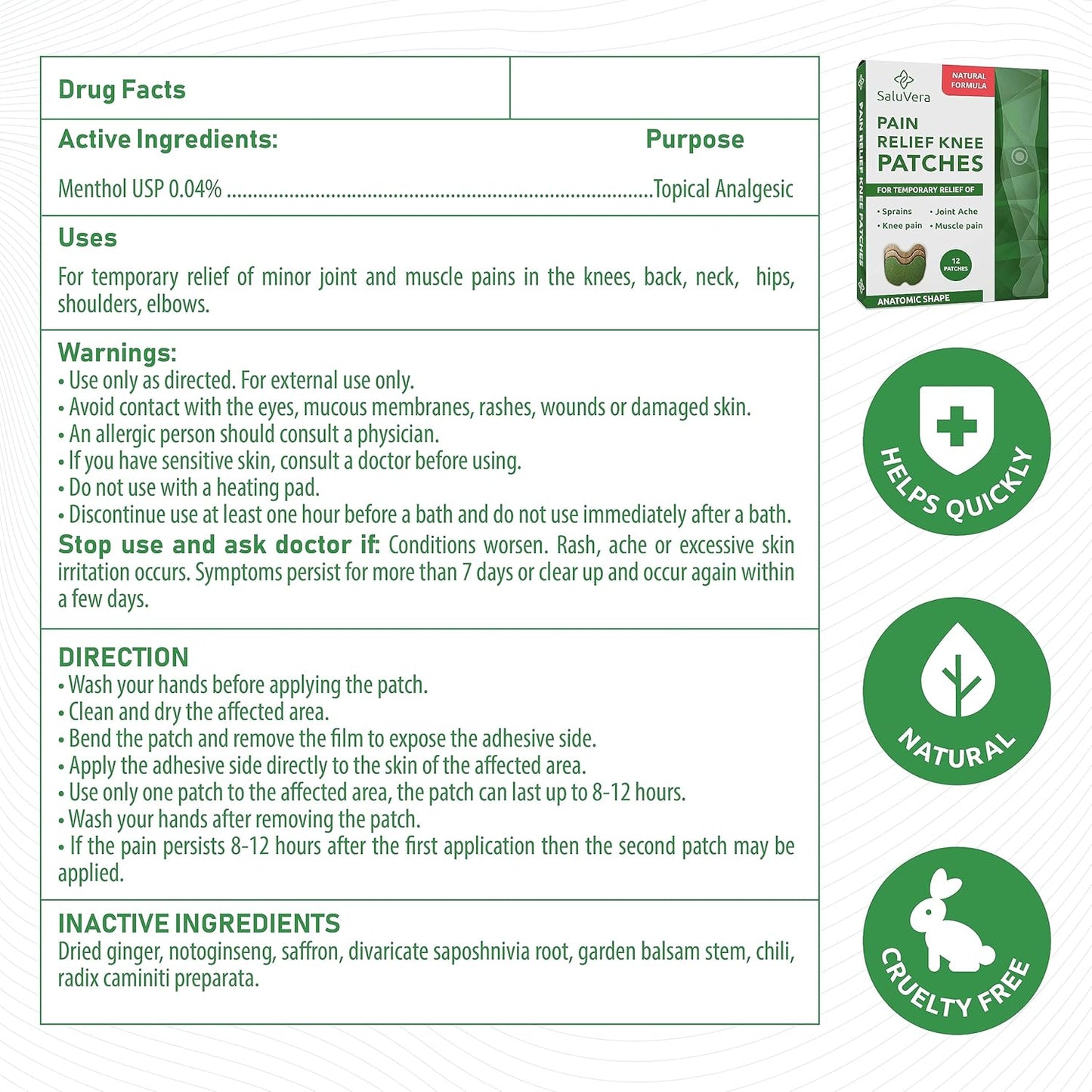 Knee Pain Relief Patch, Warming Herbal Plaster Pain Patches